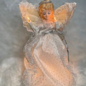 Vintage 10 Light Angel Porcelain head Christmas Tree Topper